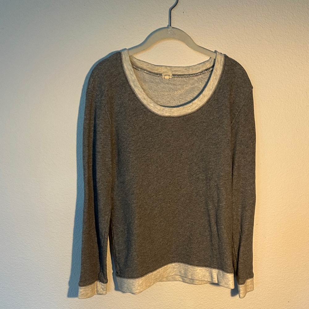 J. Crew Gray and Cream Knit Sweater